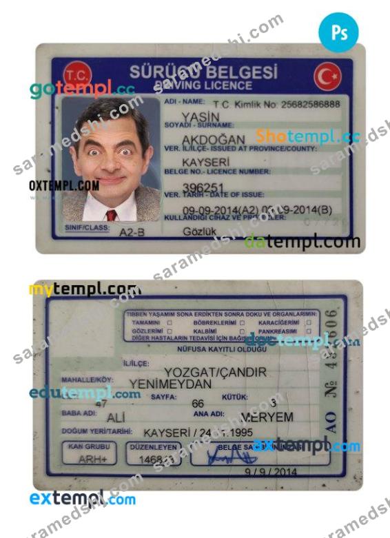 Turkey driving license 2014-present